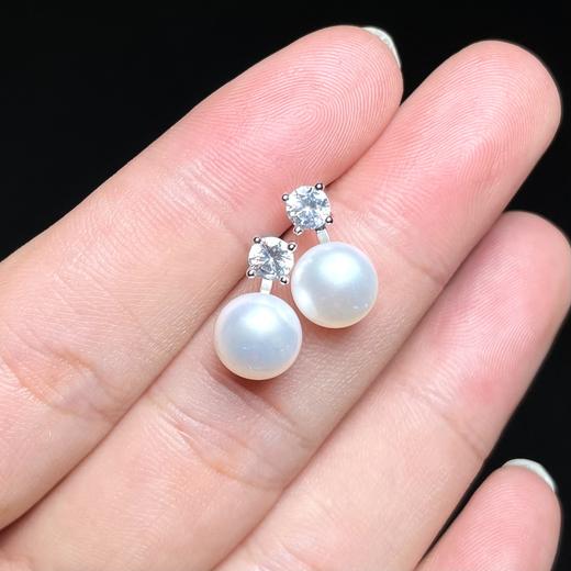 玉美人菲菲HZ#S925珍珠耳钉约8mm 商品图0