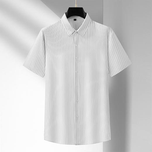 【Q】【封口款】【特大码】【冰丝高弹】【新款DM】大依优型大码条纹短袖衬衫加肥加大男装免烫大号大码衬衣上衣男士绅士商务休闲半袖夏季 商品图5
