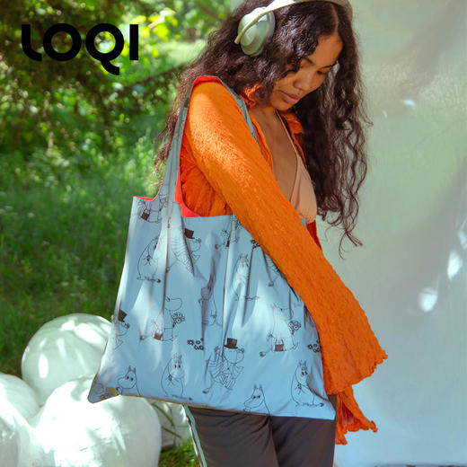 德国LOQI&MOOMIN姆明联名潮流时尚艺术环保万用袋 折叠大容量单肩手提购物袋承重40斤防泼水 商品图3