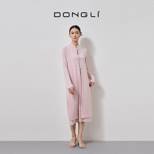 东黎 • 丝绒女士春夏新中式立领优雅连衣裙 4377 商品图0