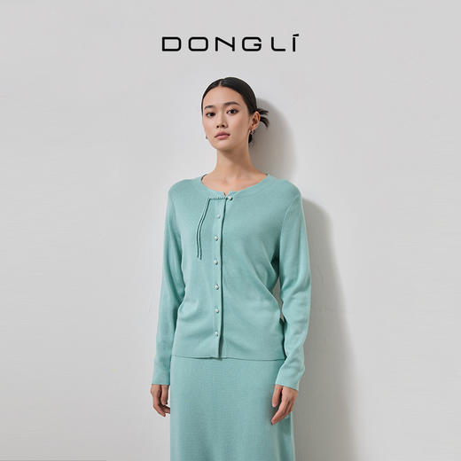 东黎 • 丝绒女士春夏新中式斜门襟圆领开衫 4342 商品图0