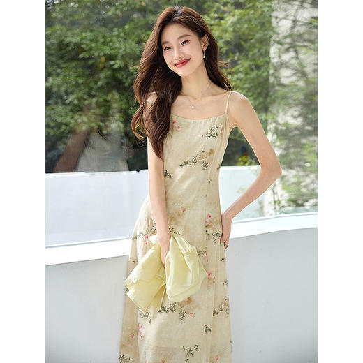 【专属特价】熙世界新中式天丝衬衫印花连衣裙两件套夏季国风上衣吊带裙套装 商品图2