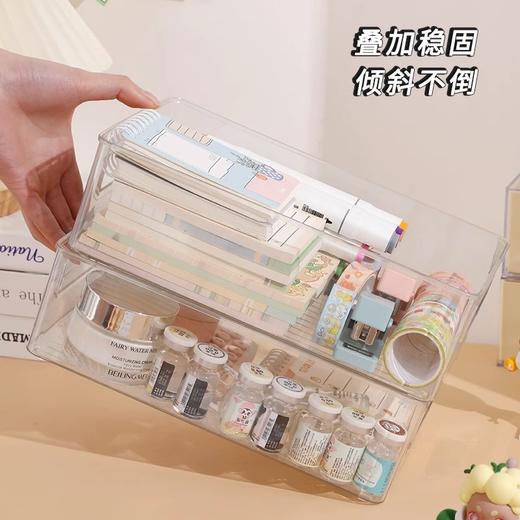桌面收纳盒塑料亚克力置物架化妆品收纳筐透明可叠加盒子抽屉整理 商品图3