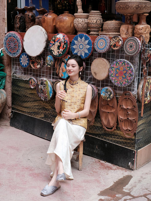 盛唐牡丹盛奢系列| 限量款| 高货-宋锦祥云龙纹偏襟坎肩(特殊商品不退不换) 商品图2