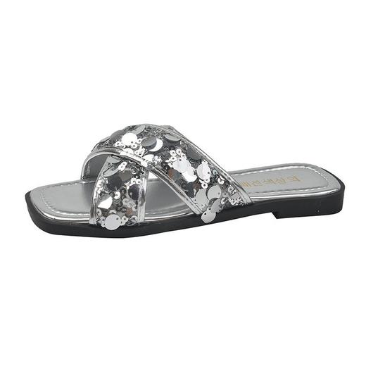 【平底韩版亮片凉拖鞋】鞋子外穿 新款夏季休闲度假沙滩凉鞋  商品图7