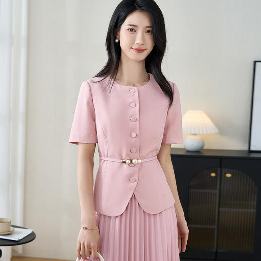 米思阳2025夏季新款时尚通勤风短袖西装修身显瘦高级感上衣女2898 商品图3