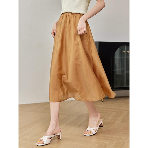 【专属特价】熙世界夏季女装新中式国风禅意立领斜襟衬衫天丝半身裙两件套装 商品图3