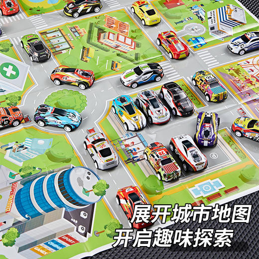 「抖音同款！100辆桶装」 儿童合金小汽车玩具车套装1:64回力惯性仿真铁皮回力车收纳盒套装 商品图1