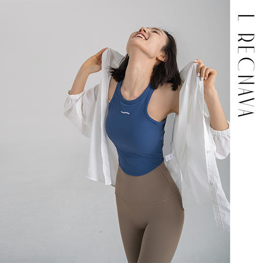 【冰感螺纹】一体杯胸垫运动背心 下摆小圆弧显瘦显腰细 冰感透气吸汗工字背心 商品图8