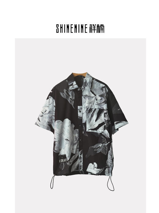 421122150花朵纹样短袖衬衫 商品图0