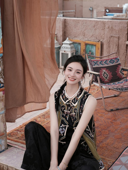 盛唐牡丹盛奢系列| 限量款| 高货-手推绣仙鹤芭蕉扇如意马甲(特殊商品不退不换) 商品图2