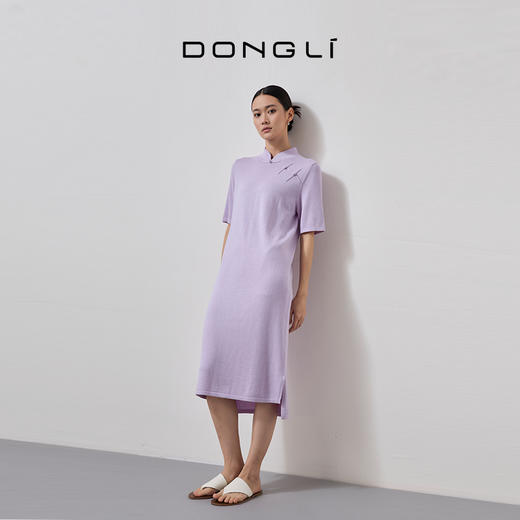 东黎 • 丝绒女士春夏新中式斜门襟气质连衣裙 4341 商品图0