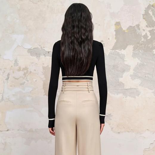 中式立领截短撞色边套头针织 商品图3