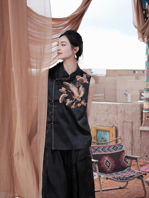 盛唐牡丹盛奢系列| 限量款| 高货-真丝重缎仙鹤纹马甲(特殊商品不退不换) 商品图3