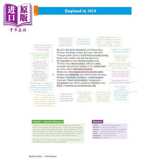 预售 【中商原版】英国CGP原版英语文学诗歌指南4册 GCSE English AQA Poetry Guide Book 1&2 Love & Relationships Anthology 商品图3