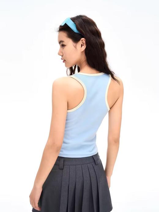 heris/H42121L/H42121H/大U领撞色包边 彩色花朵刺绣 遮副乳显瘦背心吊带 商品图4