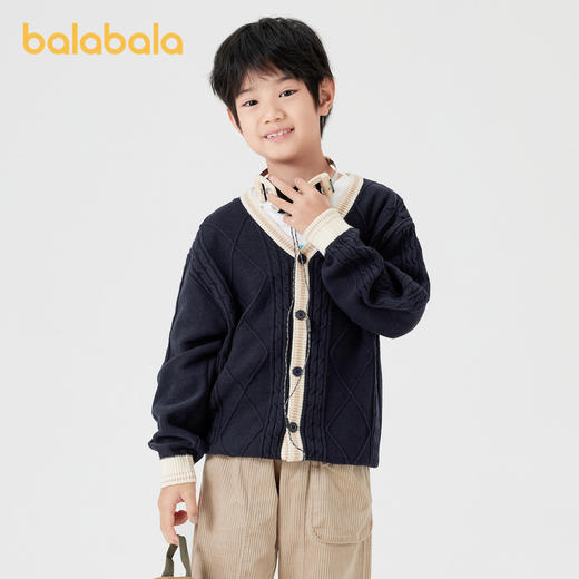 巴拉巴拉童装男童开衫毛衣儿童秋装学院风针织衫中大童百搭简约潮 商品图1