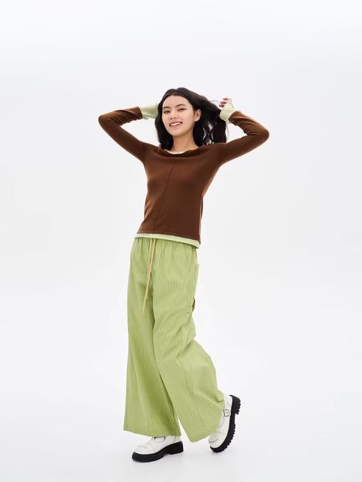 heris/H41109L/H41109B/轻松休闲条纹阔腿裤 商品图1