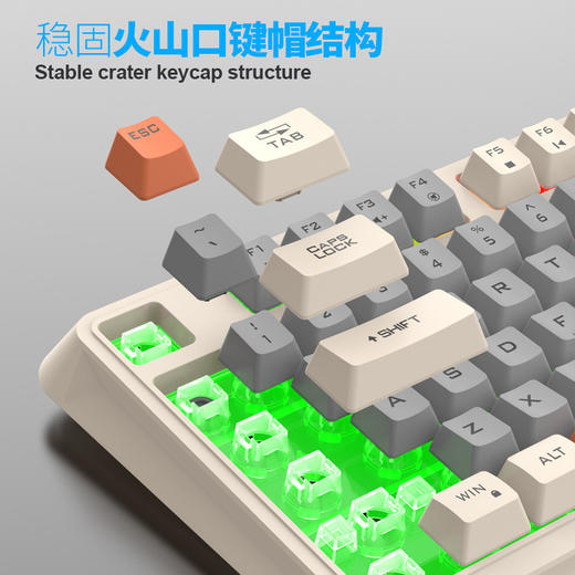 【94键简约质感！时尚三拼键盘】K82炫银狐有线薄膜旋钮键盘鼠标，三拼色发光机械手感台式电脑游戏，靓丽的设计美学，94键简约布局，在保留完整 键盘功能的同时节省桌面空间！ 商品图2