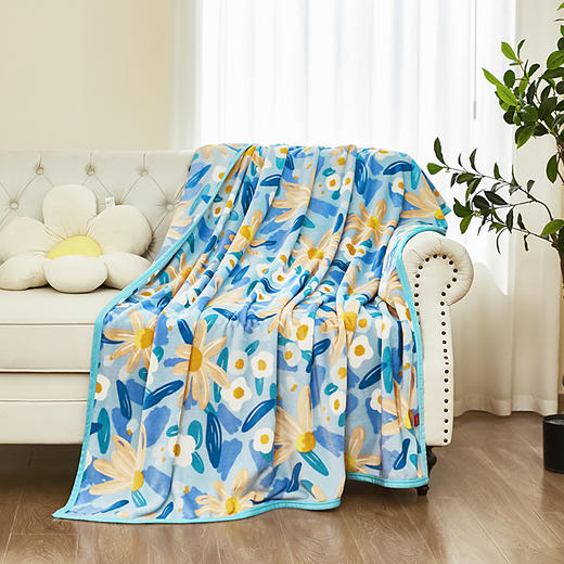 红蜻蜓毛毯双面法兰绒毯撸猫感盖毯沙发毯子办公室午睡毯-花海 150*200cm 商品图0