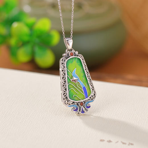 【秀色氤氲】S925银和田白玉南红烧蓝复古吊坠【CW-DZ06379】2406 商品图2