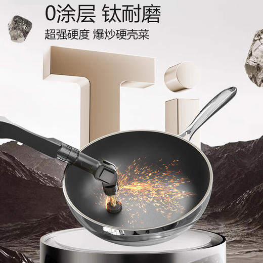 VELOSAN/温仑山 镜面不锈钢鹅卵石炒锅32cm 蜂窝不锈钢 炒菜锅电磁炉煤气灶适用 商品图1