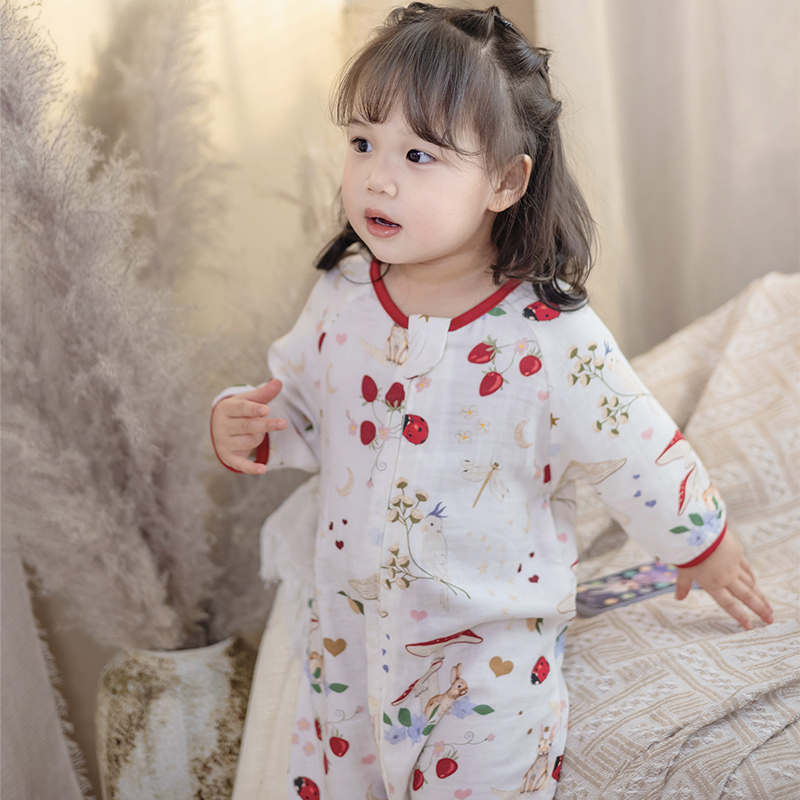 【云优选】BabyStormi竹纤维双层纱七分袖睡袋男女童柔软分腿薄款防踢被 1岁+（适合室温24-26度）（周六日不发货）