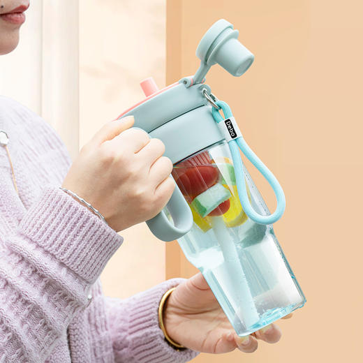 Debo德铂米兹/摩卡运动休闲杯 tritan母婴级别材质.-盖双饮茶水分离 大容量塑料杯500ML/850ML可 分享选 商品图2