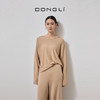 东黎 • 丝绒款女士春夏手勾边针织休闲宽松纯色打底长袖连帽衫 4270 商品缩略图1