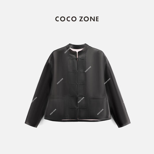 COCO ZONE 立领新中式国风盘扣气质皮衣外套 CC2A0173 商品图0