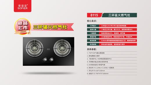 乐宜多 煤气灶8115 Y液化气开孔63*33 商品图0