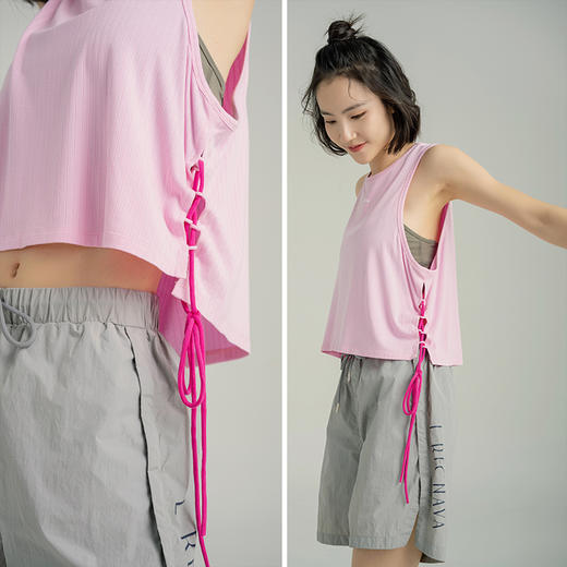【优可丝面料】运动无袖遮肉罩衫 显瘦减龄无袖T恤 侧绑带抽绳 云感柔软透气 商品图0