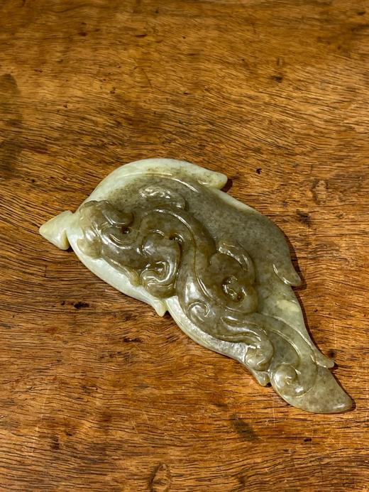 籽料糖沁白玉雕叶片螭龙把玩件，顺丰包邮 商品图9