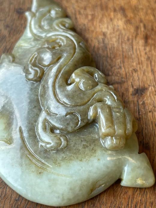 籽料糖沁白玉雕叶片螭龙把玩件，顺丰包邮 商品图8