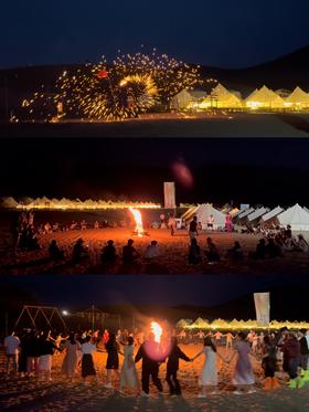 敦煌沙漠露营（越野摩托+沙漠自助火锅晚宴+篝火晚会多种游乐项目）