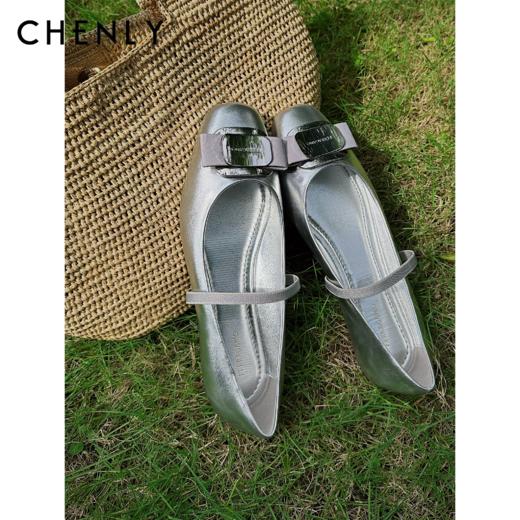 尘衣｜赫本风真皮一字带浅口单鞋 商品图0