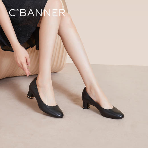 【静音系列】千百度羊皮浅口单鞋女款秋季法式高跟鞋通勤A24481807 商品图0