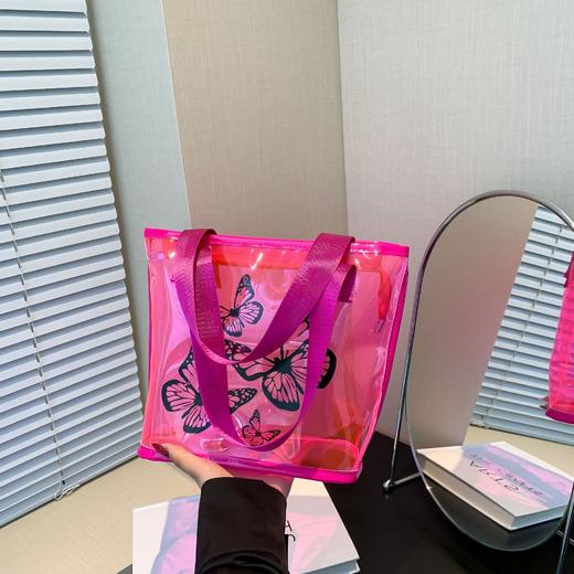 【夏季新品，轻盈时尚】休闲果冻纯色透明包 2024夏季包包 大容量女士单肩包 新款时尚托特包-QQ 商品图1