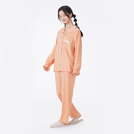 都市丽人睡衣好睡好眠长袖家居服单面无尘棉薄女士棉质套装LHT1P5 商品图4