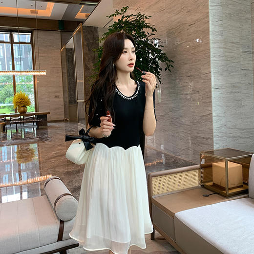 [奢姿轻奢系列]休闲钉钻连衣裙大码女装夏季新款胖妹妹假两件裙子8942890095【1】 商品图1