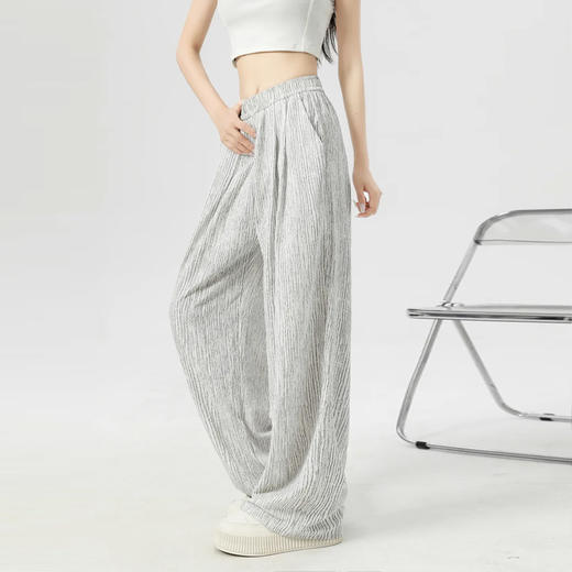 馥迦休闲松弛草色条阔腿裤 商品图3