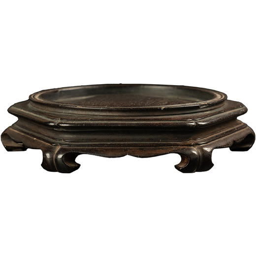 清早期 紫檀一木整挖六角器座 商品图5