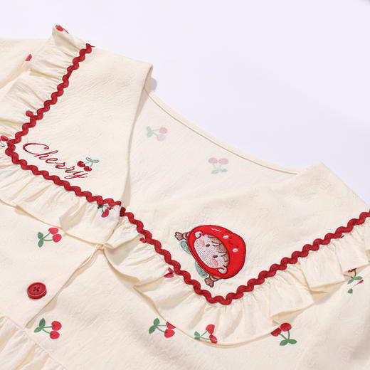 都市丽人睡衣亲情蜜语长袖裙家居服软绵绵提花薄女士梭织棉睡裙LHT6H3 商品图5