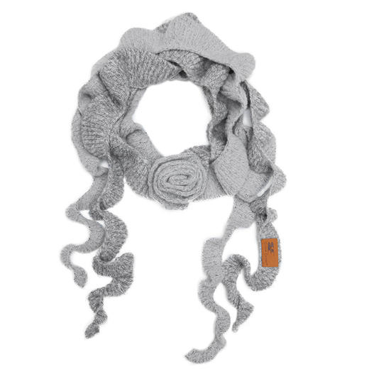 CryingCenter  双色花灰糯糯钩针玫瑰花软软长花边围巾 哭喊中心 商品图4