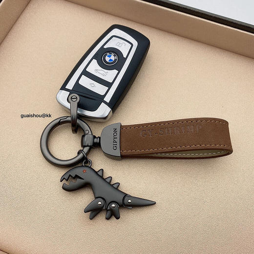 翻毛皮钥匙扣网红小恐龙挂件可爱卡通汽车钥匙链圈挂饰创意礼物女 商品图3