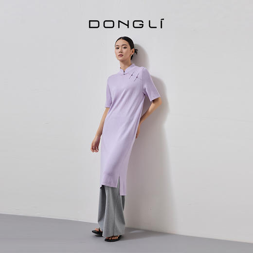 东黎 • 丝绒女士春夏新中式斜门襟气质连衣裙 4341 商品图3