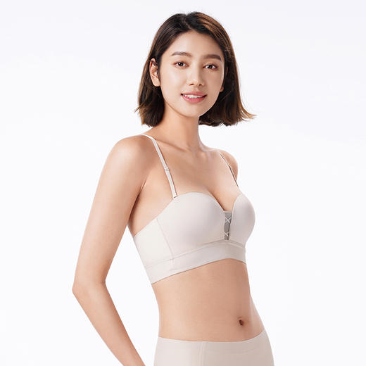 都市丽人内衣零压无痕常规文胸泳布中厚文胸1/2杯五排扣树脂胶圈LBT1H2 商品图4