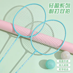 「送3球！高颜值款」搏仕卡羽毛球拍 成人双拍套装高颜值马卡龙色海绵手柄体育用品