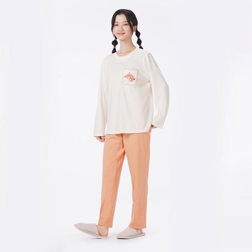 都市丽人睡衣好睡好眠长袖家居服单面无尘棉薄女士棉质套装LHT2M3 商品图4