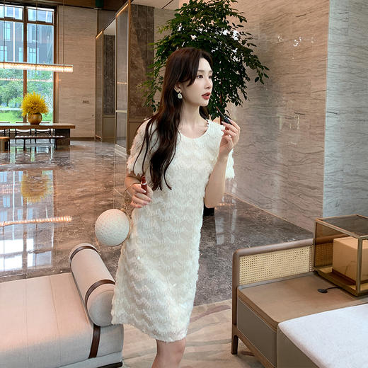 [奢姿轻奢系列]大码女装2024夏季亮片流苏连衣裙胖妹妹时尚裙子8942860169 商品图0
